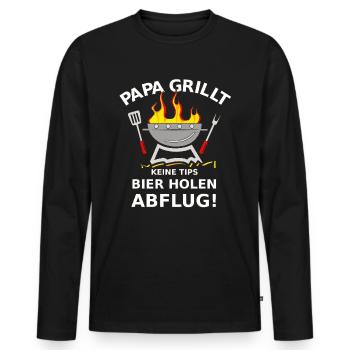 Papa Gasgrill Grillparty Grillfleisch Garten Bier - Männer Premium Bio Langarmshirt - Schwarz - Vorne - Nico (187cm)