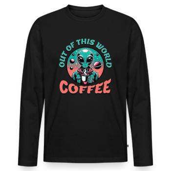 Out of This World Coffee - Alien Coffee - Men's Premium Organic Long Sleeve Shirt - black - Front - Nico (187cm)