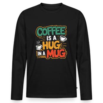 Coffee Hug - Men's Premium Organic Long Sleeve Shirt - black - Front - Nico (187cm)