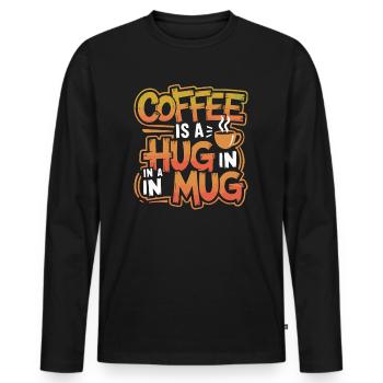 Coffee Hug - Men's Premium Organic Long Sleeve Shirt - black - Front - Nico (187cm)