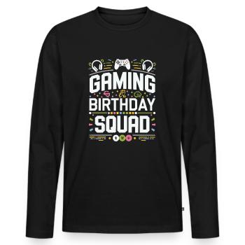 Gaming Birthday Squad – Gamer Geburtstag - Men's Premium Organic Long Sleeve Shirt - black - Front - Nico (187cm)