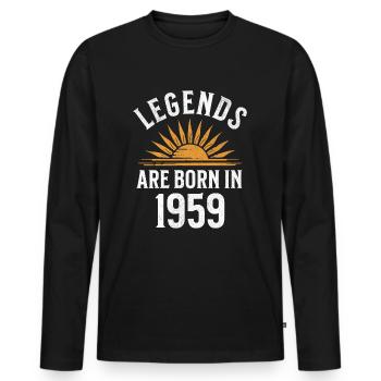 Legenden sind in 1959 geboren – Geschenkidee - Männer Premium Bio Langarmshirt - Schwarz - Vorne - Nico (187cm)