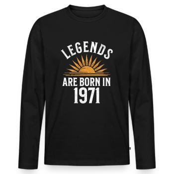 Des légendes sont nées en 1971 – idée cadeau - T-shirt manches longues Premium bio Homme - noir - Devant - Nico (187cm)