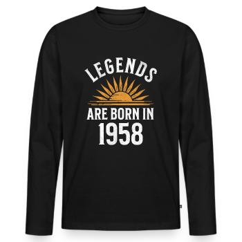 Des légendes sont nées en 1958 – idée cadeau - T-shirt manches longues Premium bio Homme - noir - Devant - Nico (187cm)