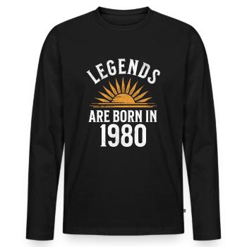 Legenden sind in 1980 geboren – Geschenkidee - Männer Premium Bio Langarmshirt - Schwarz - Vorne - Nico (187cm)