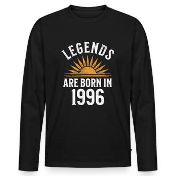 Legenden sind in 1996 geboren – Geschenkidee - Männer Premium Bio Langarmshirt - Schwarz - Vorne - Nico (187cm)