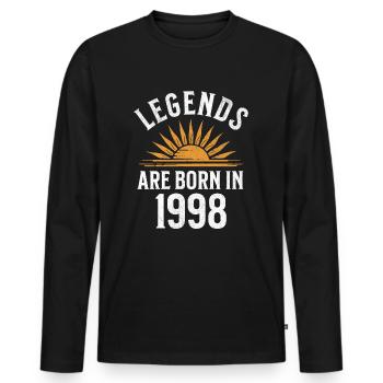 Legenden sind in 1998 geboren – Geschenkidee - Männer Premium Bio Langarmshirt - Schwarz - Vorne - Nico (187cm)