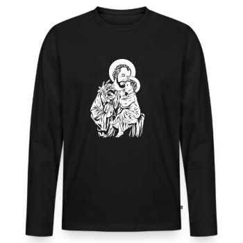 Saint Joseph tient Jésus dans ses bras - T-shirt manches longues Premium bio Homme - noir - Devant - Nico (187cm)