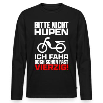 Bitte nicht hupen Roller Moped Mofa Mokick lustig - Männer Premium Bio Langarmshirt - Schwarz - Vorne - Nico (187cm)