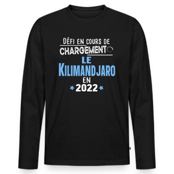 2022 Kilimandjaro Montagne Tanzanie Afrique - T-shirt manches longues Premium bio Homme - noir - Devant - Nico (187cm)