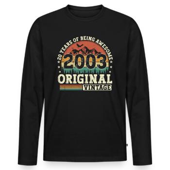 20 birthday gift born in 2003 - Men's Premium Organic Long Sleeve Shirt - black - Front - Nico (187cm)