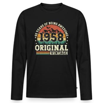 65 birthday gift born in 1958 - Men's Premium Organic Long Sleeve Shirt - black - Front - Nico (187cm)