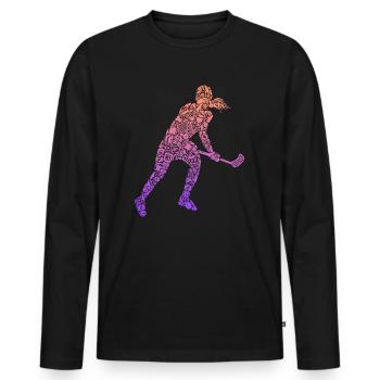 Floorball Player Floorballer Women Floorball - Men's Premium Organic Long Sleeve Shirt - black - Front - Nico (187cm)