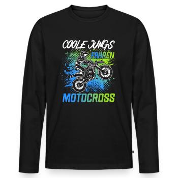 Echte Jungs fahren Motocross Bike Jungen Motorrad - Männer Premium Bio Langarmshirt - Schwarz - Vorne - Nico (187cm)