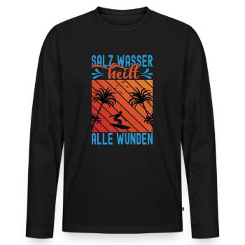 Salz Wasser heilt alle Wunden - Männer Premium Bio Langarmshirt - Schwarz - Vorne - Nico (187cm)