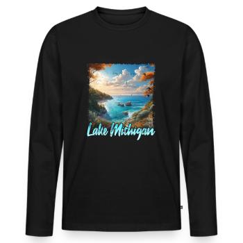 Lake Michigan - Men's Premium Organic Long Sleeve Shirt - black - Front - Nico (187cm)
