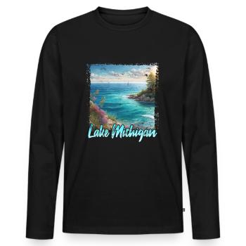 Lake Michigan - Men's Premium Organic Long Sleeve Shirt - black - Front - Nico (187cm)