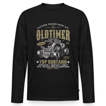 OLDTIMER WERDEN NICHT ALT 1964 60 JAHRE - Männer Premium Bio Langarmshirt - Schwarz - Vorne - Nico (187cm)