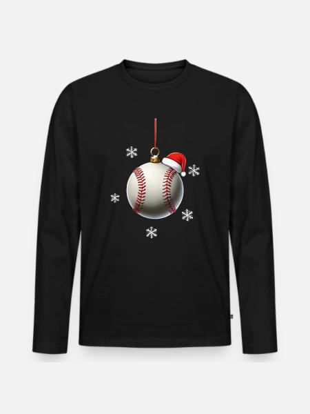 FROHE WEIHNACHTEN BASEBALL - Männer Premium Bio Langarmshirt - Schwarz