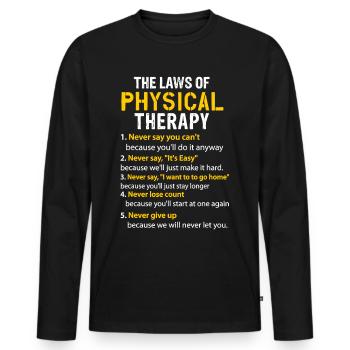 T-shirts de physiothérapie - T-shirt manches longues Premium bio Homme - noir - Devant - Nico (187cm)
