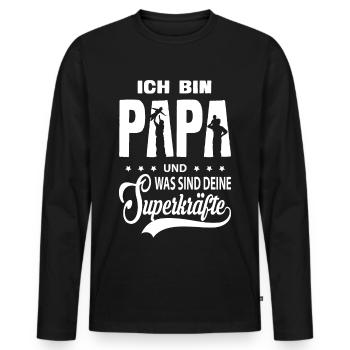 Vatertag Papa Superheld Statement bester Vater - Männer Premium Bio Langarmshirt - Schwarz - Vorne - Nico (187cm)