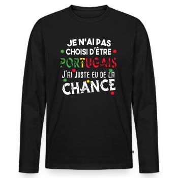 Portugais homme. Cadeau Portugal pays fierté - T-shirt manches longues Premium bio Homme - noir - Devant - Nico (187cm)