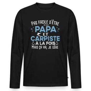 Carpiste homme.Pêcheur. pêche. Poisson cadeau - T-shirt manches longues Premium bio Homme - noir - Devant - Nico (187cm)