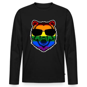 Rainbow Bear Gay Lesbian Bisexual - Men's Premium Organic Long Sleeve Shirt - black - Front - Nico (187cm)