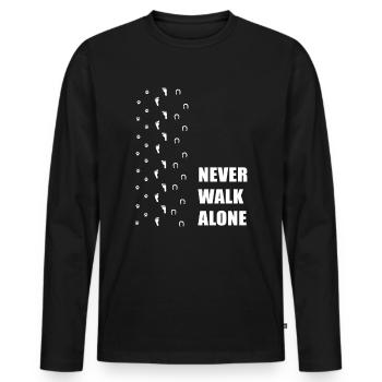 "Never Walk Alone" dog horse and human - Men's Premium Organic Long Sleeve Shirt - black - Front - Nico (187cm)