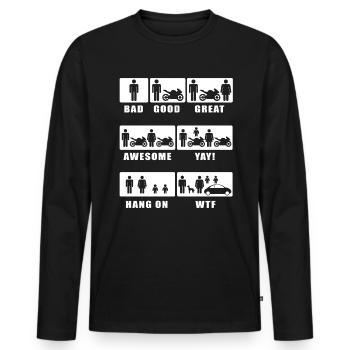 Motocyclistes - Évolution moto - Famille - T-shirt manches longues Premium bio Homme - noir - Devant - Nico (187cm)