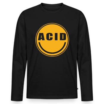 ACID Smiley - Techno Rave - Techno Party - Men's Premium Organic Long Sleeve Shirt - black - Front - Nico (187cm)