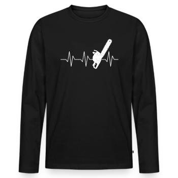 Bûcheron homme - Tronçonneuse Heartbeat - T-shirt manches longues Premium bio Homme - noir - Devant - Nico (187cm)