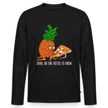 Pizza Hawaii - Ananas sur pizza - T-shirt manches longues Premium bio Homme - noir - Devant - Nico (187cm)