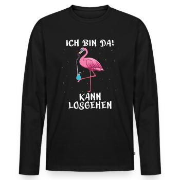 Ich bin da kann losgehen Flamingo Party Saufen - Männer Premium Bio Langarmshirt - Schwarz - Vorne - Nico (187cm)