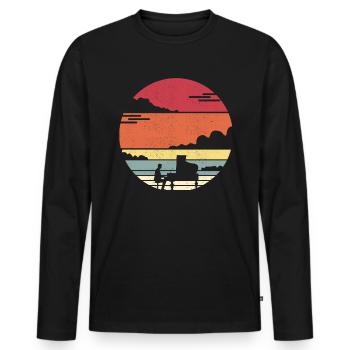 Piano Vintage Retro Sunset - T-shirt manches longues Premium bio Homme - noir - Devant - Nico (187cm)