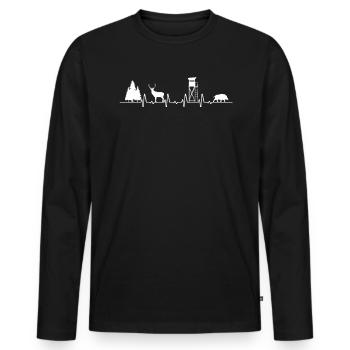 Hunter Heartbeat - Forester & Hunter - Männer Premium Bio Langarmshirt - Schwarz - Vorne - Nico (187cm)