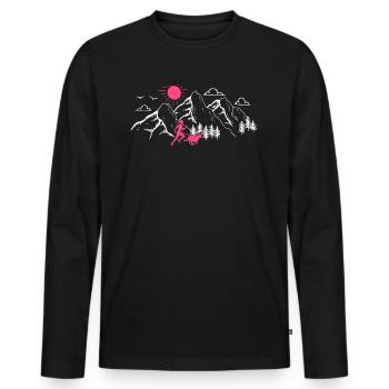 Canicross Cross Country Run avec Dog Canicross Run - T-shirt manches longues Premium bio Homme - noir - Devant - Nico (187cm)