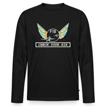 Vérifiez vos six - T-shirt manches longues Premium bio Homme - noir - Devant - Nico (187cm)
