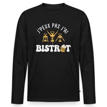 je peux pas j ai bistrot bar barman - T-shirt manches longues Premium bio Homme - noir - Devant - Nico (187cm)