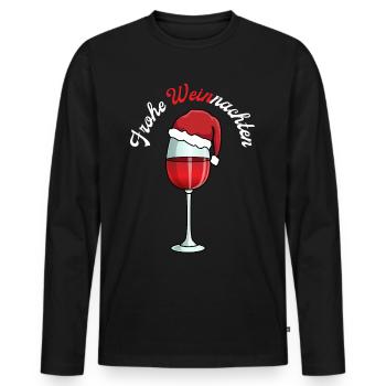 Frohe Weinnachten lustiges Weihnacht Design Frauen - Männer Premium Bio Langarmshirt - Schwarz - Vorne - Nico (187cm)