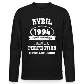 30th Anniversary - April 1994 Perfection - Men's Premium Organic Long Sleeve Shirt - black - Front - Nico (187cm)