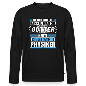 Les dieux dans l’Antiquité. Aujourd’hui physicien - T-shirt manches longues Premium bio Homme - noir - Devant - Nico (187cm)
