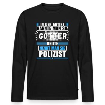 Les dieux dans l’Antiquité. Aujourd’hui, un policier - T-shirt manches longues Premium bio Homme - noir - Devant - Nico (187cm)