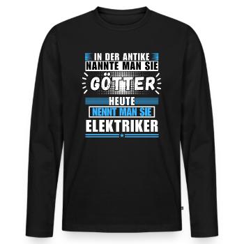 Gods in Antiquity. Today Electrician - Men's Premium Organic Long Sleeve Shirt - black - Front - Nico (187cm)
