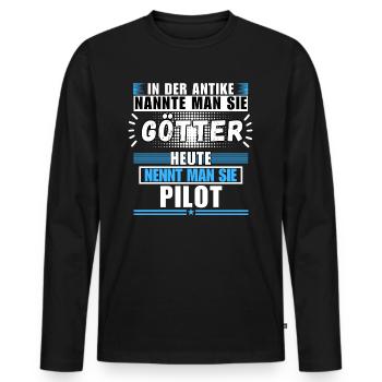 Götter in der Antike. Heute Pilot - Männer Premium Bio Langarmshirt - Schwarz - Vorne - Nico (187cm)