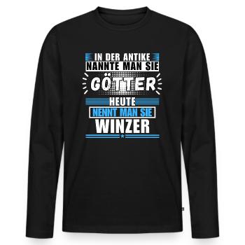 Les dieux dans l’Antiquité. Aujourd’hui, il est vigneron - T-shirt manches longues Premium bio Homme - noir - Devant - Nico (187cm)