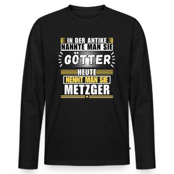 Dieux dans l'Antiquité. Aujourd'hui un boucher - T-shirt manches longues Premium bio Homme - noir - Devant - Nico (187cm)