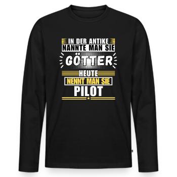 Gods in antiquity. Today a pilot - Men's Premium Organic Long Sleeve Shirt - black - Front - Nico (187cm)