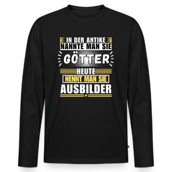 Götter in der Antike. Heute Ausbilder - Männer Premium Bio Langarmshirt - Schwarz - Vorne - Nico (187cm)