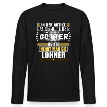 Götter in der Antike. Heute Lohner - Männer Premium Bio Langarmshirt - Schwarz - Vorne - Nico (187cm)